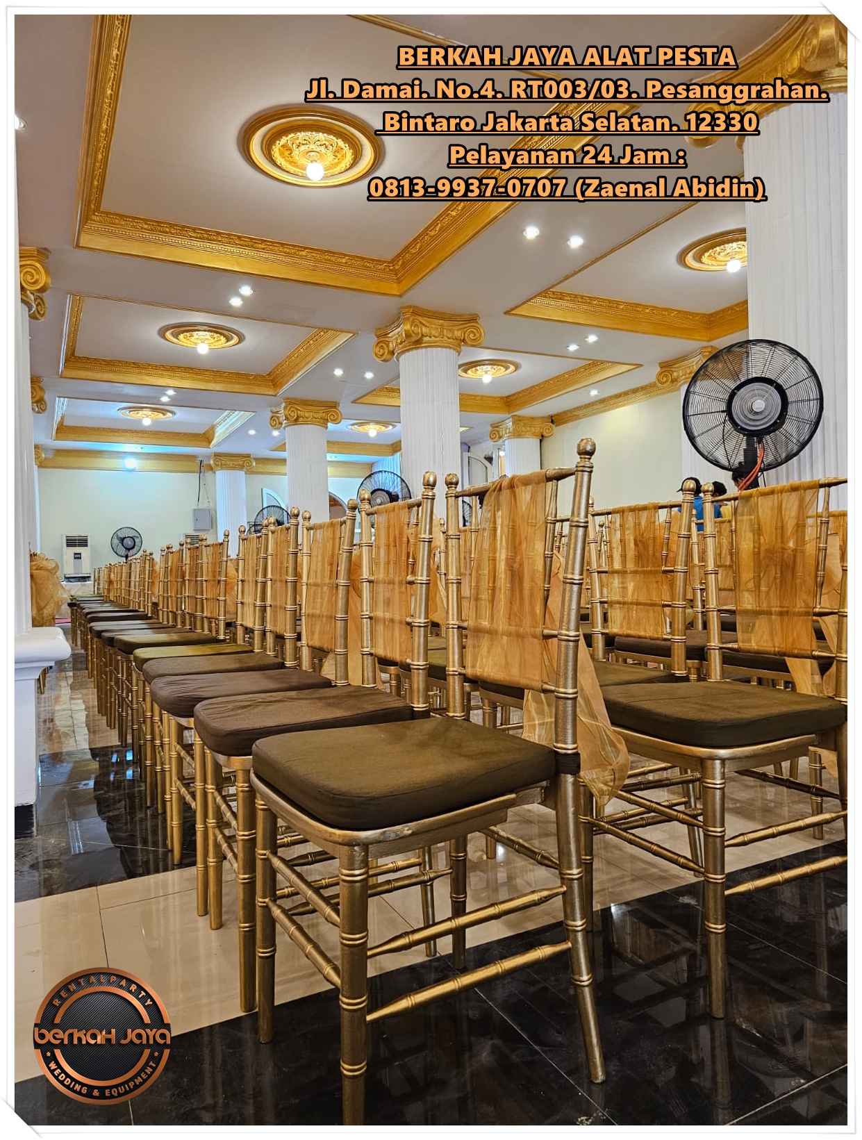 SEWA KURSI TIFFANY KAYU DI KAWASAN INDUSTRI JABABEKA BEKASI