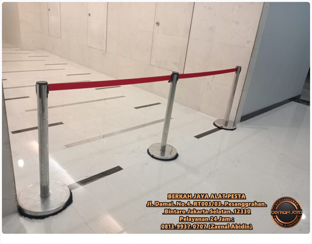 Sewa Tiang Antrian Rope Stand Tali Sabuk Depok