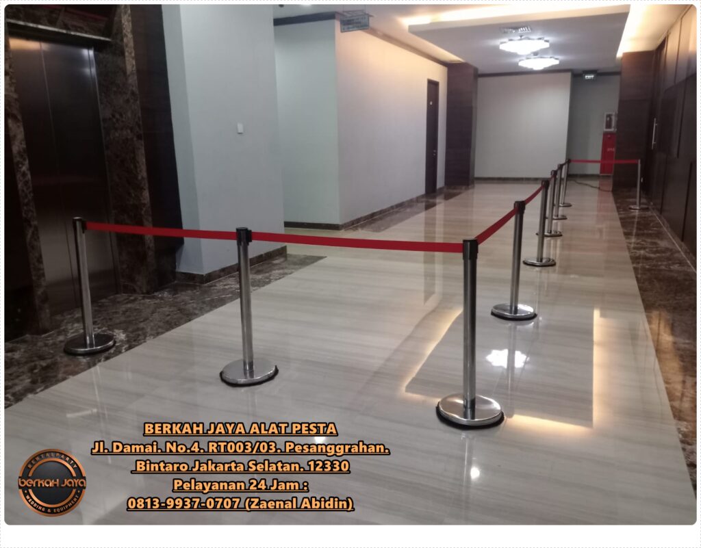 Sewa Tiang Antrian Rope Stand Tali Sabuk Depok