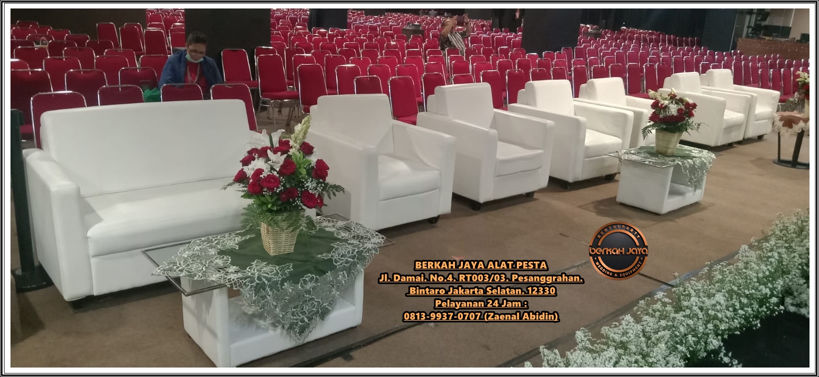 Jasa Sewa Sofa Double Single Putih Event Little League Kebayoran Jakarta