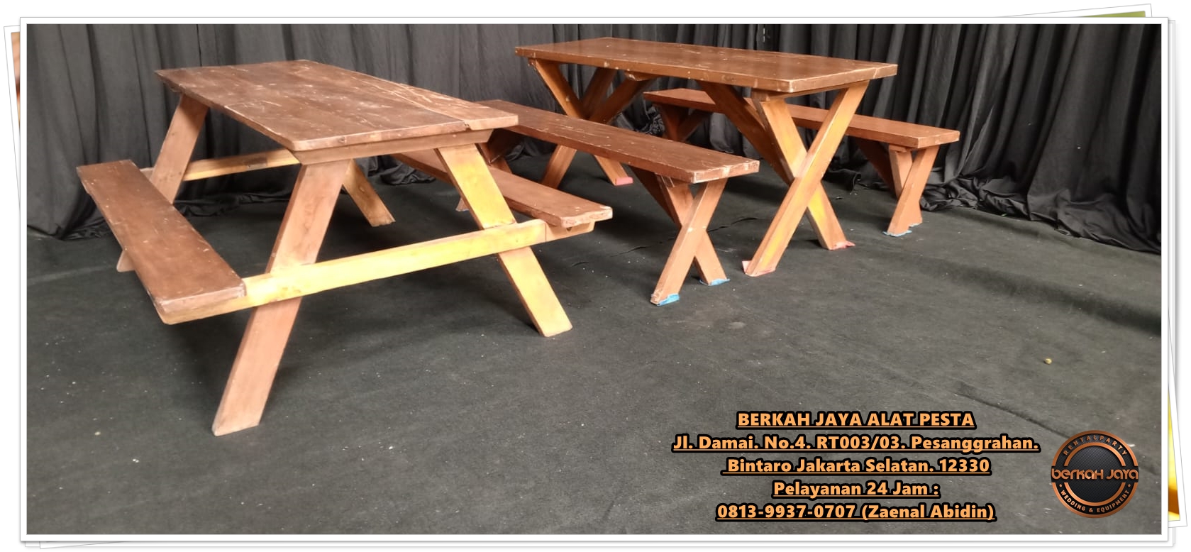 Sewa Meja Outdoor Taman Kayu Berkualitas Area Bekasi Cibitung