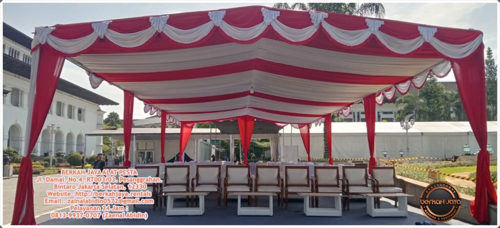 Sewa Tenda Standar Dekorasi Serut Lengkap Tirai Area Jakarta Selatan