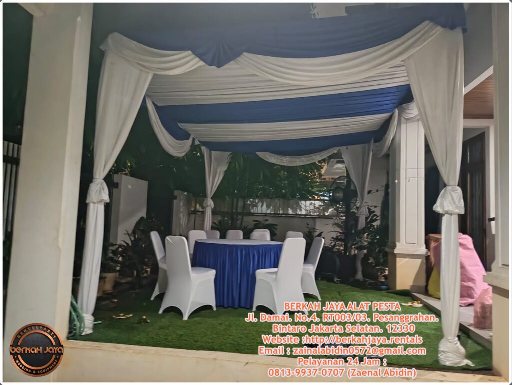 Sewa Tenda Standar Dekorasi Serut Lengkap Tirai Area Jakarta Selatan