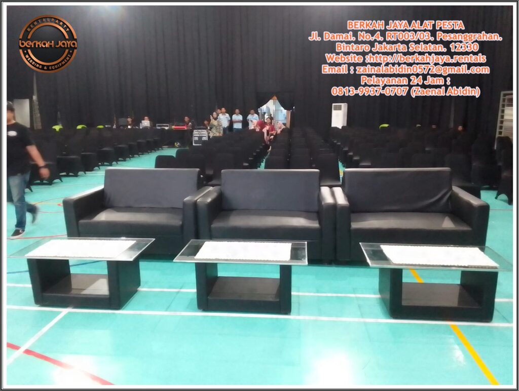 Sewa Sofa Double Seater Model Minimalis Kotak Hitam Area Jakarta