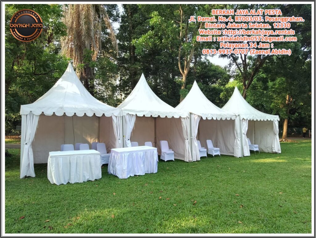 Jasa Sewa Tenda Bazzar Pasar Malam Type Sarnafil Atap Kerucut Putih Bogor