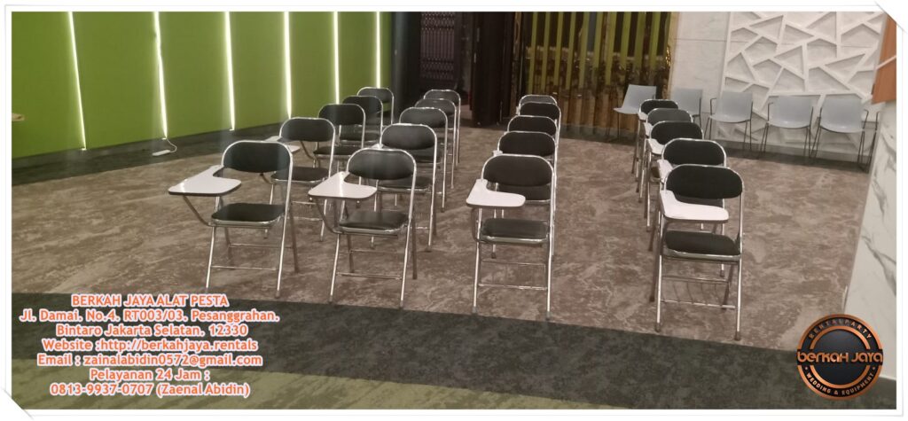 Rental Kursi Kuliah Meja Putih HPL Area Jakarta Selatan