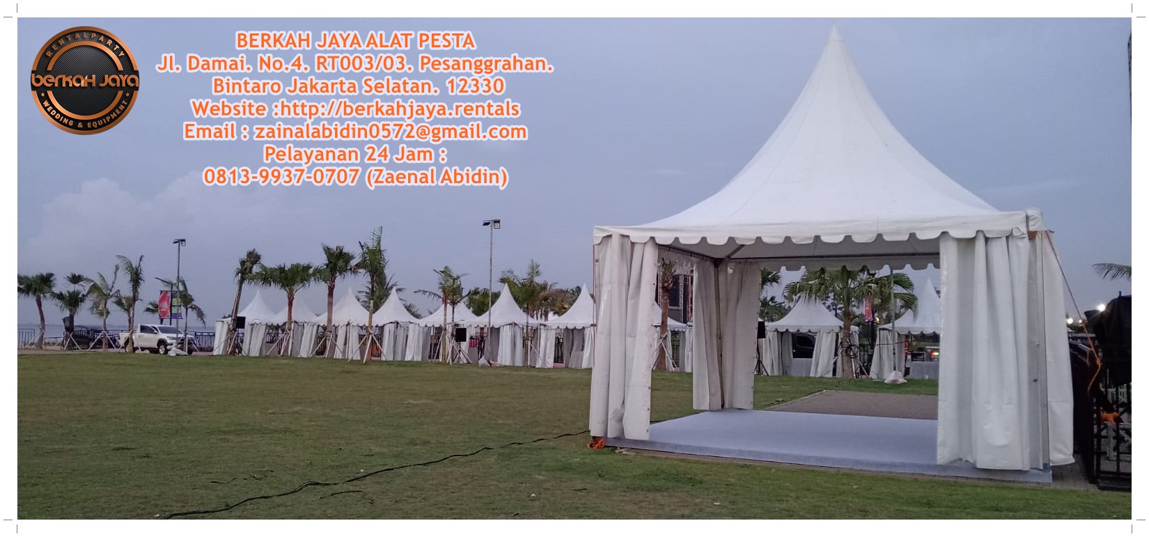 Sewa Tenda Sarnafil Kerucut Area Jakarta Selatan Warna Putih