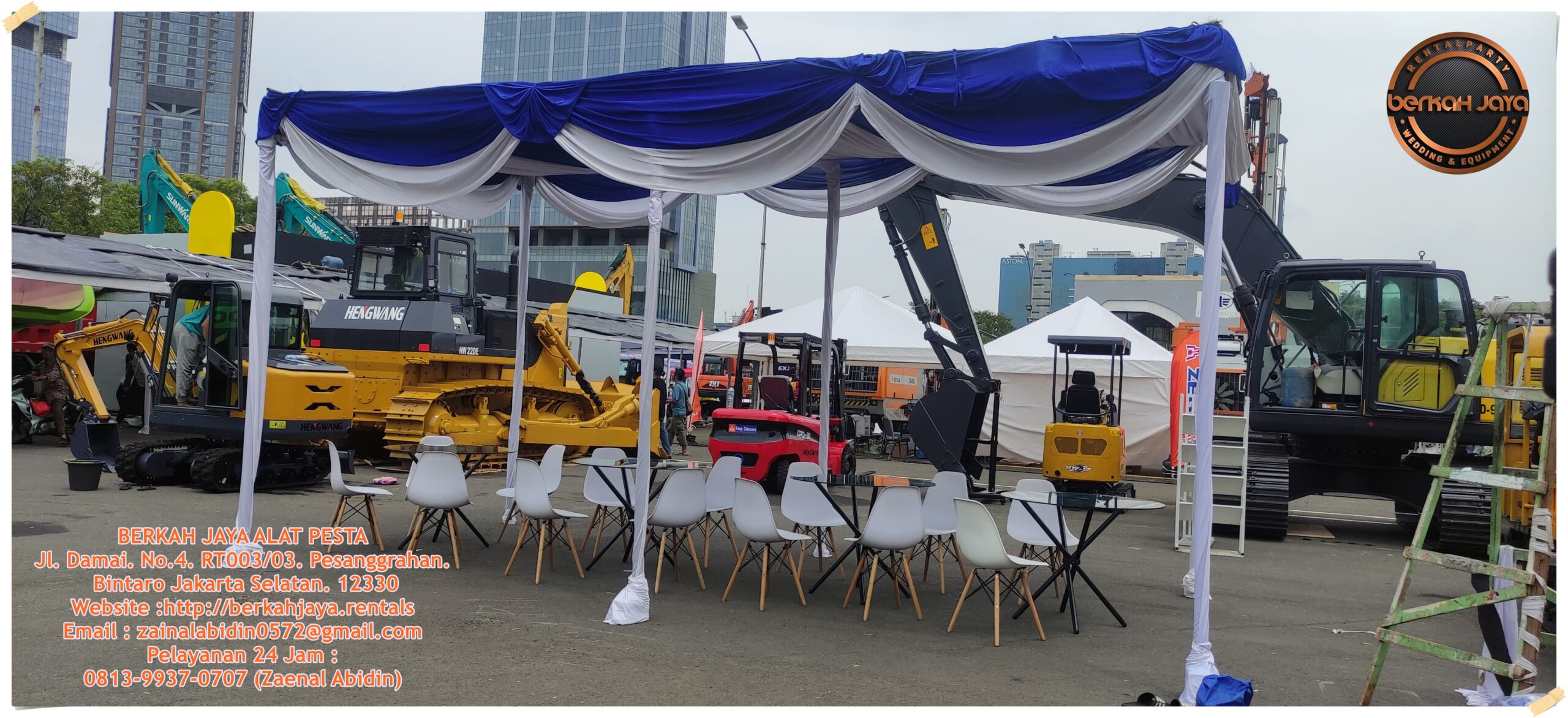 Sewa Tenda Kain Serut Atau Rempel Biru Putih Area Monas Jakarta Pusat