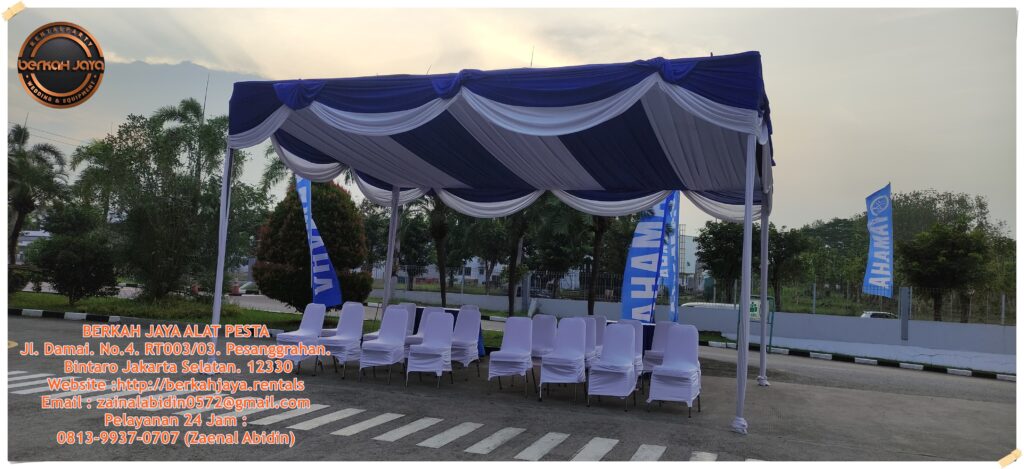 Sewa Tenda Kain Serut Atau Rempel Biru Putih Area Monas Jakarta Pusat
