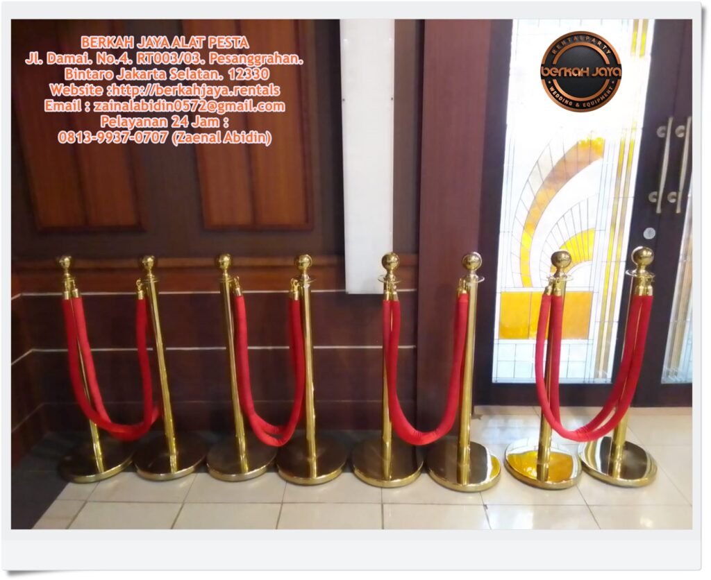 Sewa Tiang Antrian Tali Bludru Dan Sabuk Tarik Beragam Warna Area Bogor