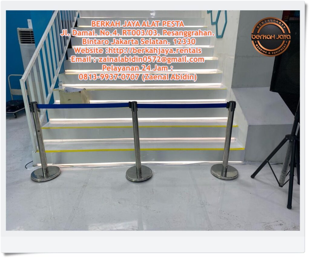 Sewa Tiang Antrian Tali Bludru Dan Sabuk Tarik Beragam Warna Area Bogor