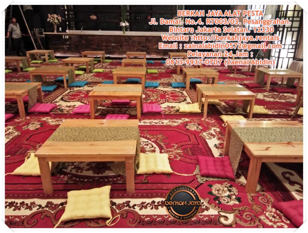 Sewa Meja Pendek Lesehan Dan Bantalan Alas Duduk Di Jakarta Selatan