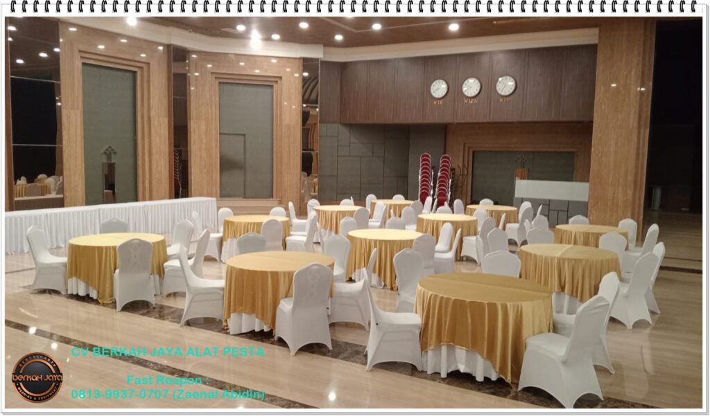 Sewa Round Table Atau Meja Bundar Lengkap Cover Dan Acessories Di Jakarta