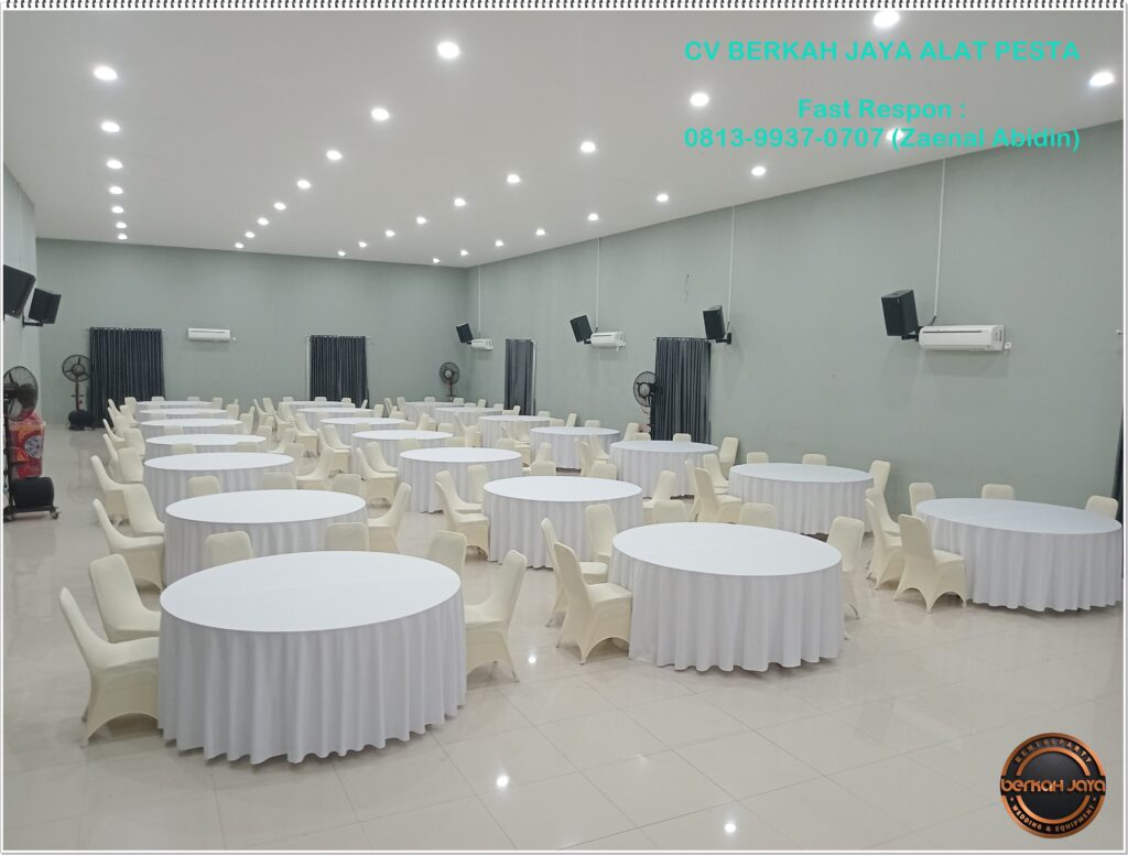 Sewa Round Table Atau Meja Bundar Lengkap Cover Dan Acessories Di Jakarta