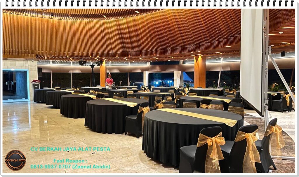 Sewa Round Table Atau Meja Bundar Lengkap Cover Dan Acessories Di Jakarta