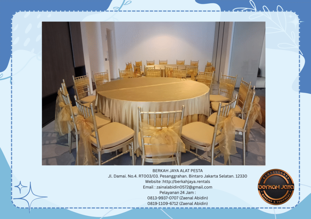 Sewa Round Table Set Tiffany Chairs Gold Di Jakarta Selatan