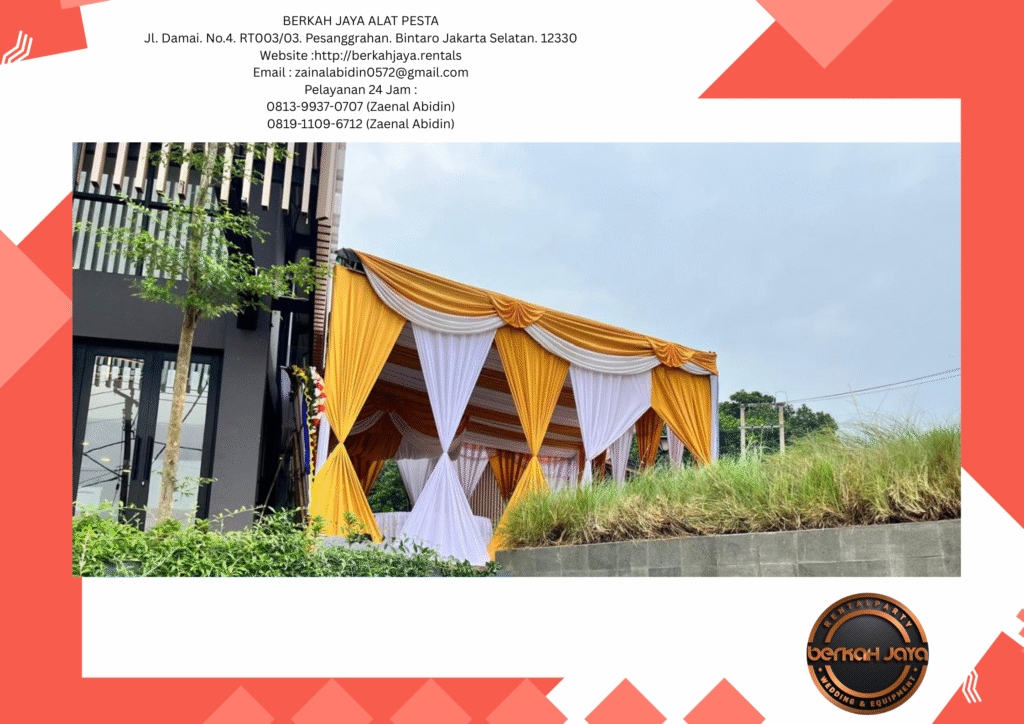 Jasa Sewa Tenda Tirai Putih Gold Plafon Serut Di Jakarta Selatan