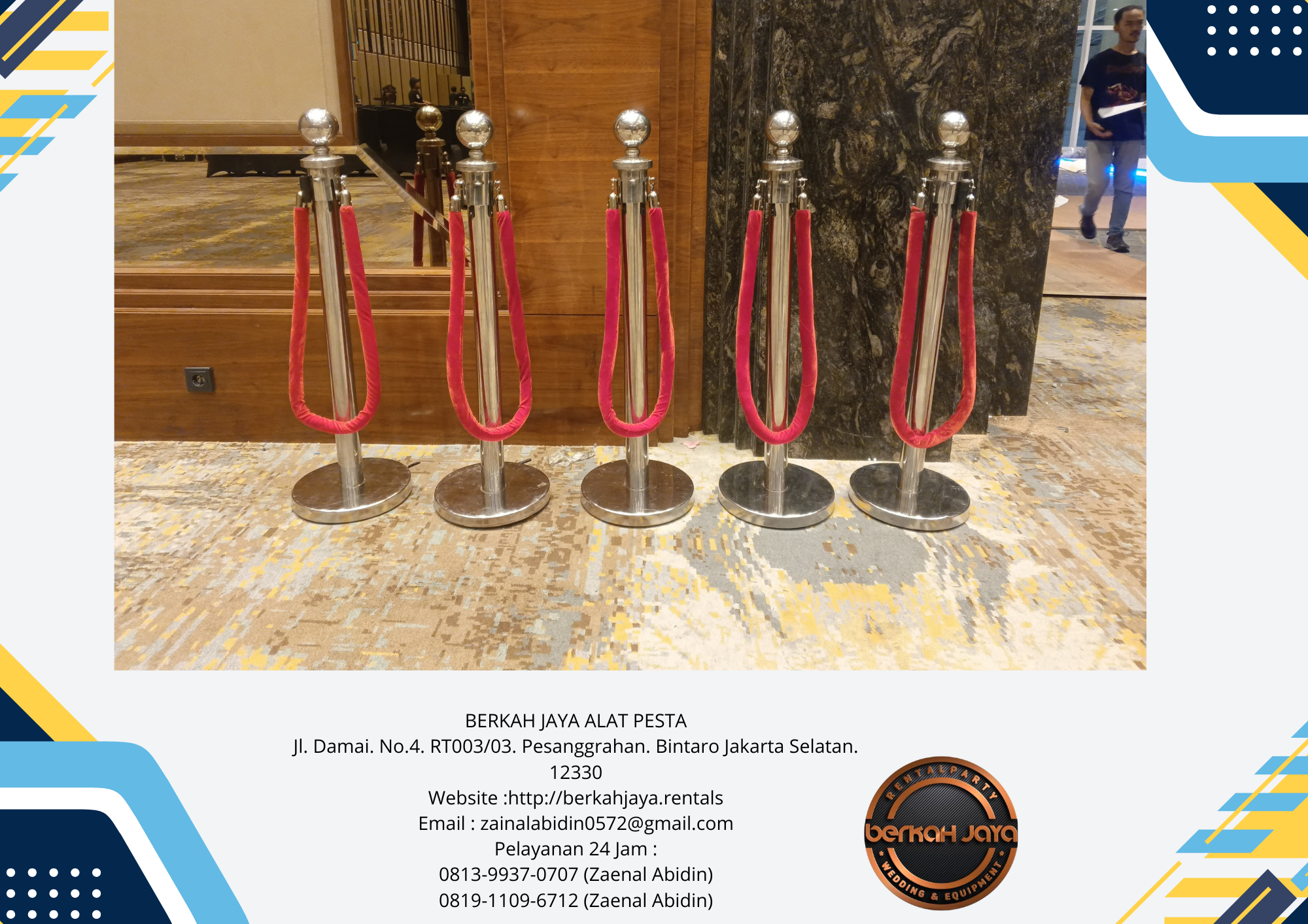 Rental Tiang Antrian VIP Tali Bludru Merah Di Jakarta Selatan
