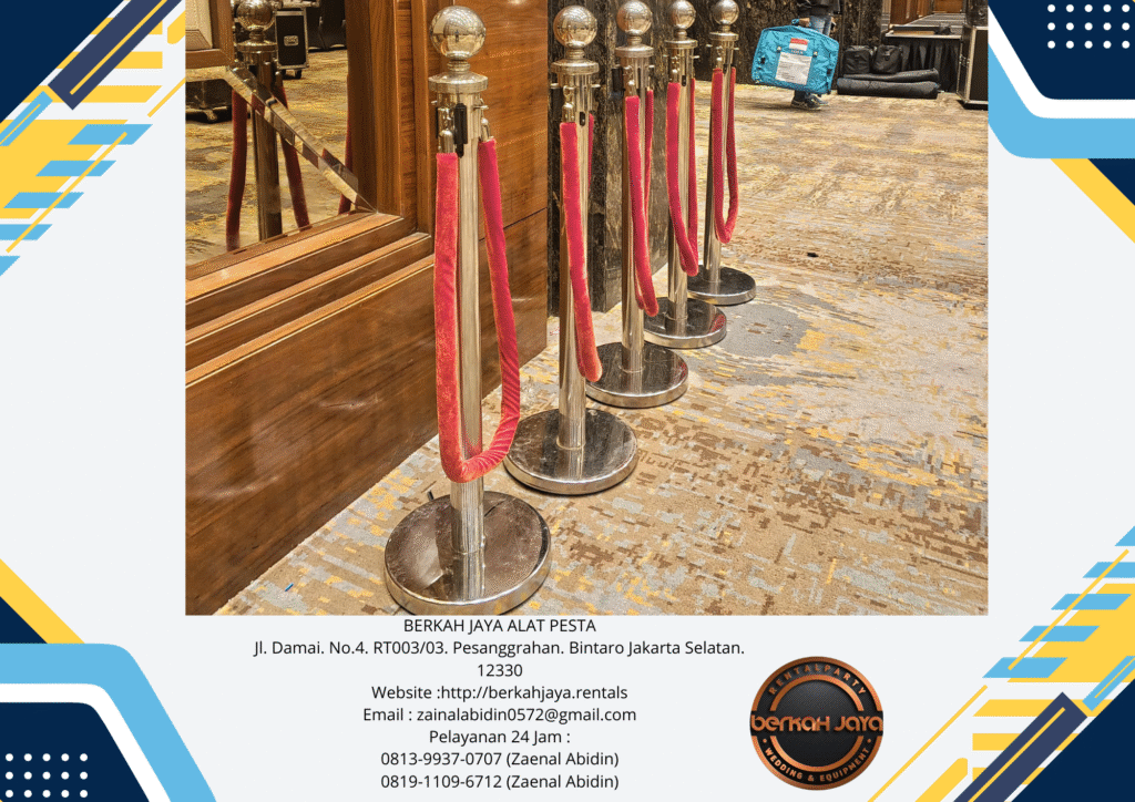 Rental Tiang Antrian VIP Tali Bludru Merah Di Jakarta Selatan