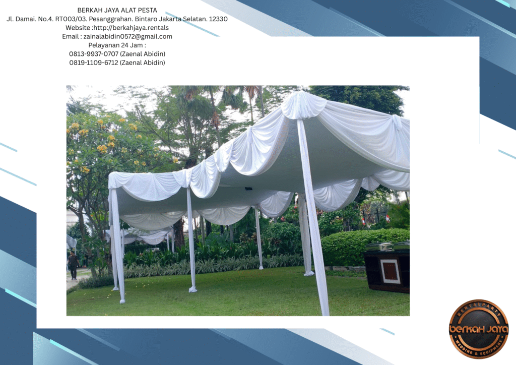 Sewa Tenda Plafon Putih Lengkap Dekorasi Poni Rumbai Di Jakarta Selatan