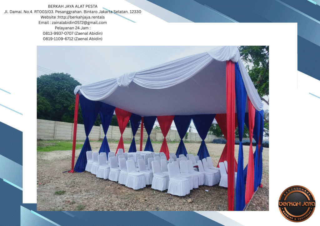 Sewa Tenda Plafon Putih Lengkap Dekorasi Poni Rumbai Di Jakarta Selatan