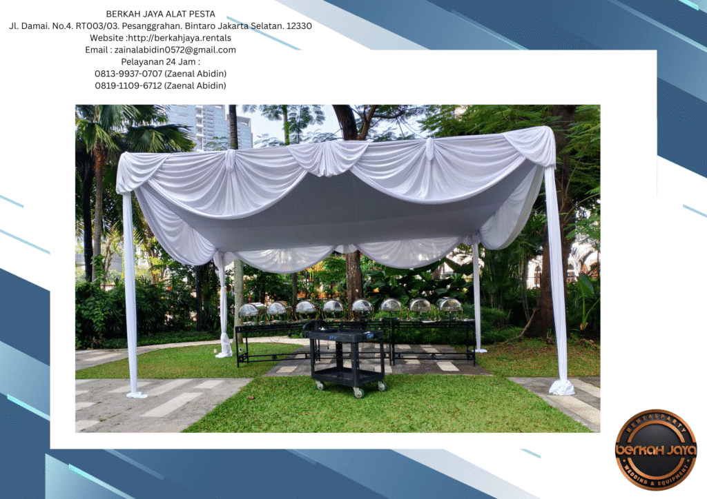 Sewa Tenda Plafon Putih Lengkap Dekorasi Poni Rumbai Di Jakarta Selatan