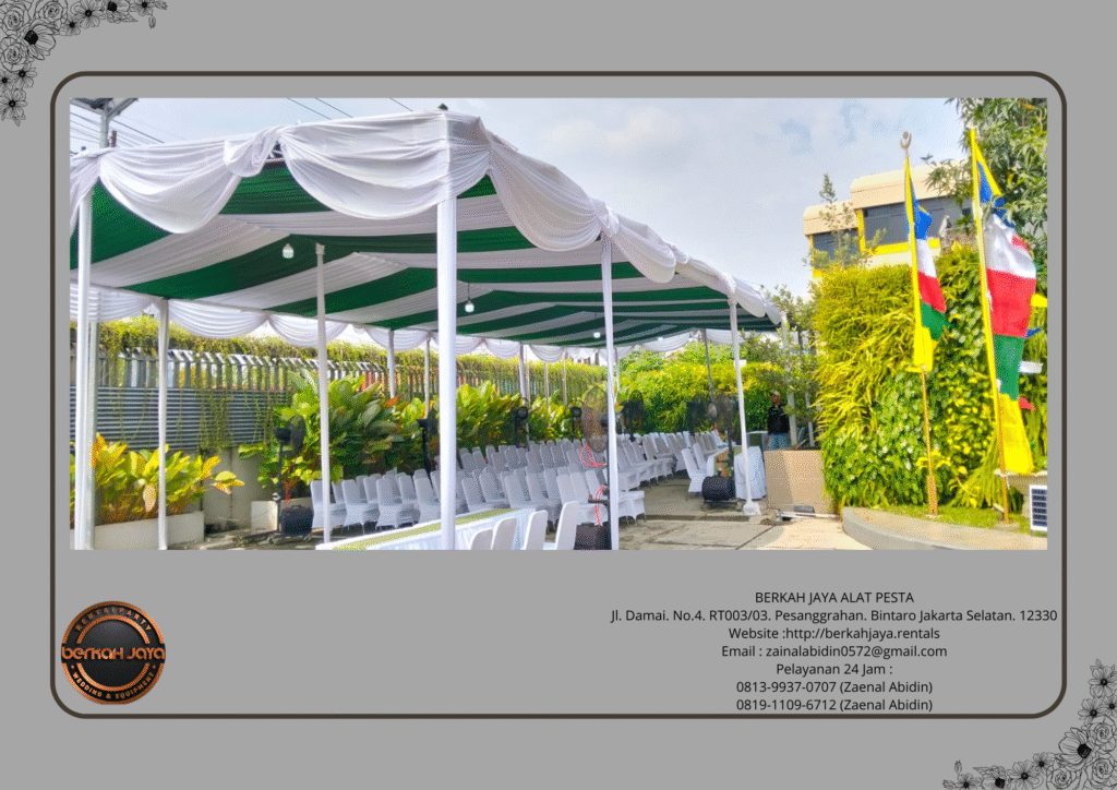 Sewa Tenda Serut Putih Hijau Event GBK Jakarta Pusat