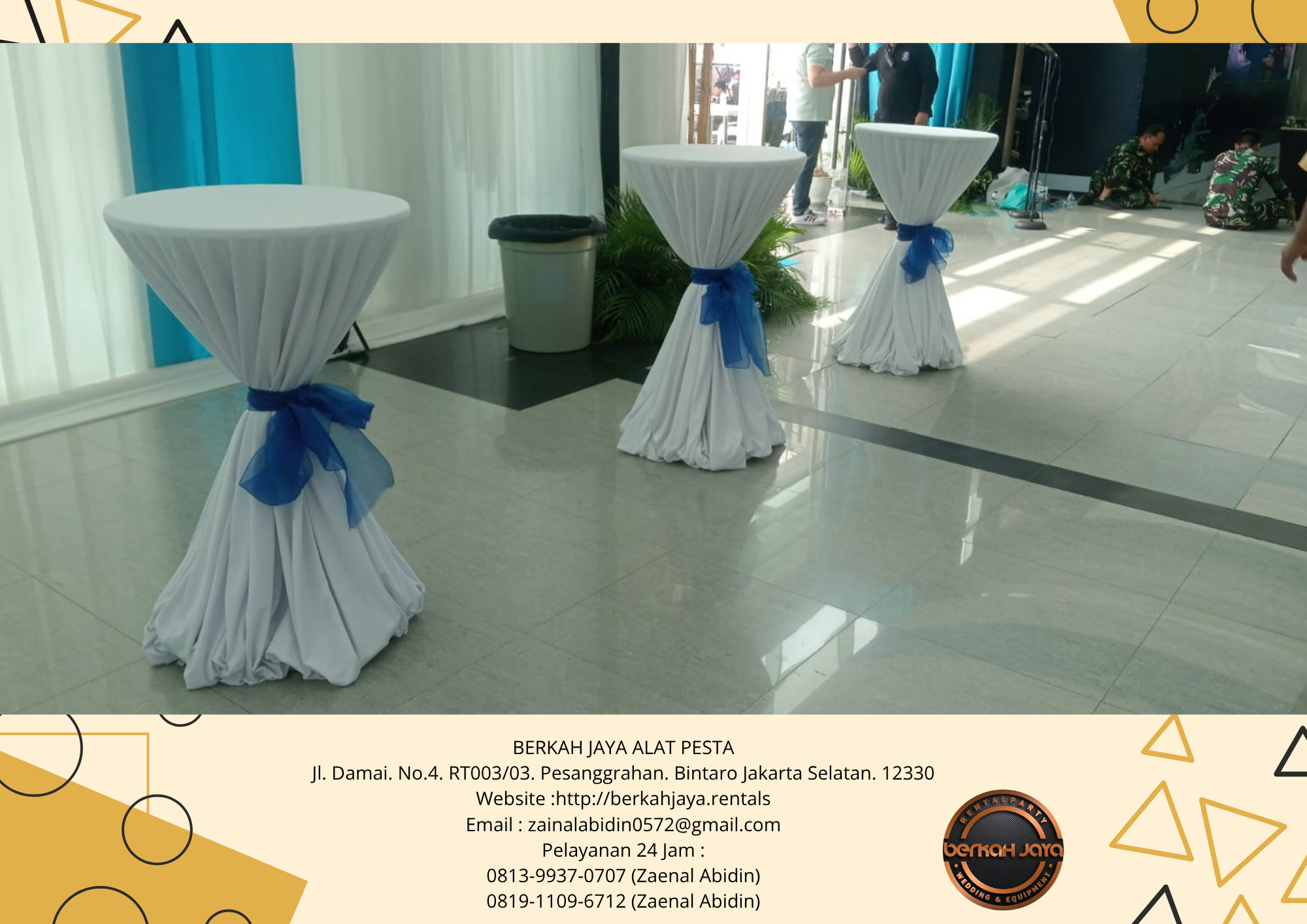 Sewa Meja Bar Cover Tebar Putih Di Area Jakarta Selatan