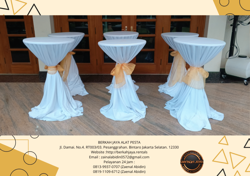 Sewa Meja Bar Cover Tebar Putih Di Area Jakarta Selatan