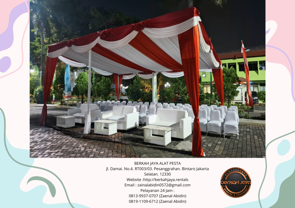Sewa Tenda Konvensional Dekorasi Serut Merah Putih Di Jakarta Pusat