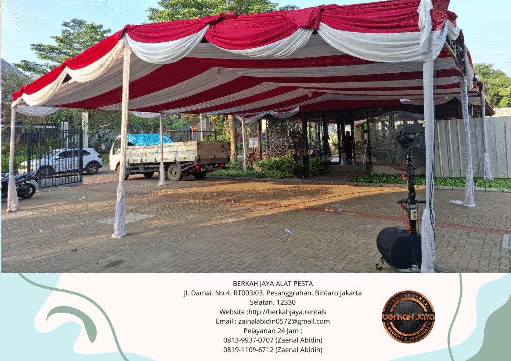 Sewa Tenda Konvensional Dekorasi Serut Merah Putih Di Jakarta Pusat
