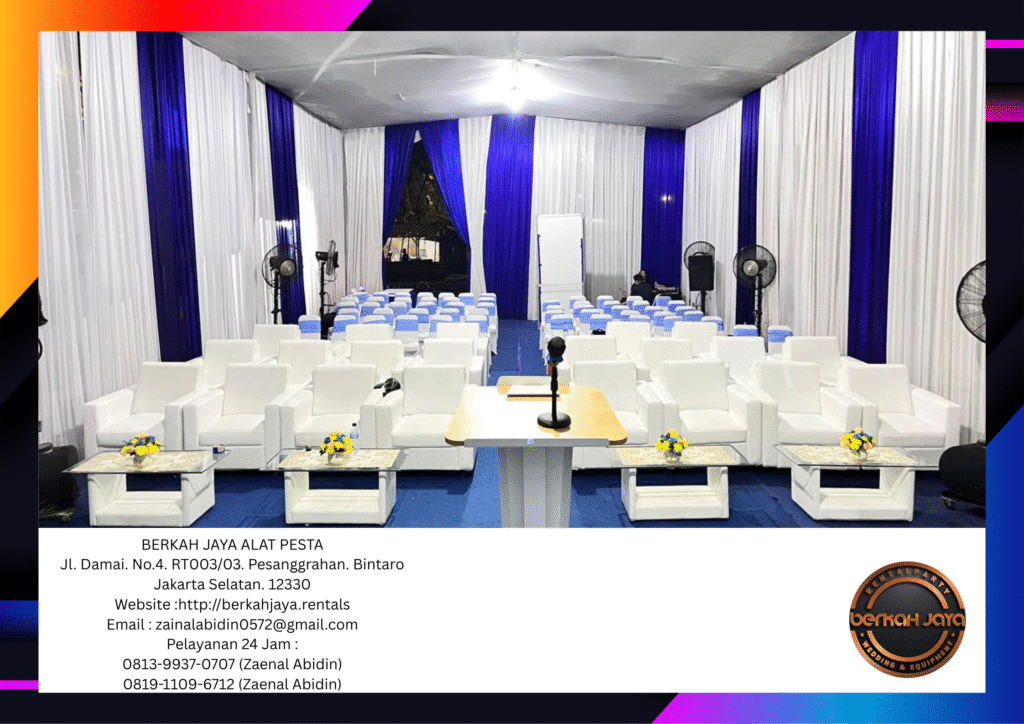 Jasa Rental Tenda Plafon Tirai Biru Putih Di Jakarta Selatan