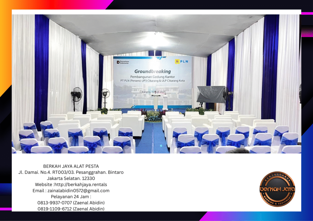 Jasa Rental Tenda Plafon Tirai Biru Putih Di Jakarta Selatan