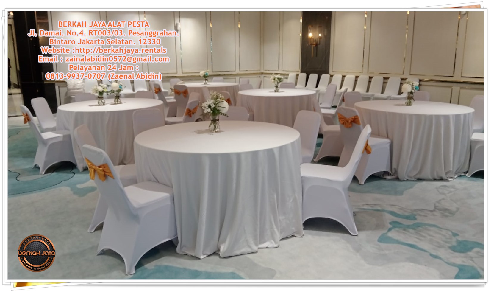 Sewa Meja Gubukan Putih Dan Meja Bulat D120cm Di Jakarta