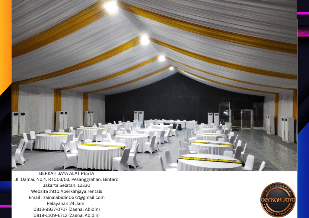 Rental Tenda Roder Serut Putih Gold Di Jakarta Selatan