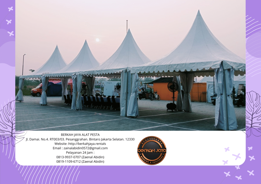 Sewa Tenda Kerucut Dan Tiang Antrian Stainless Sabuk Tarik Area Jakarta