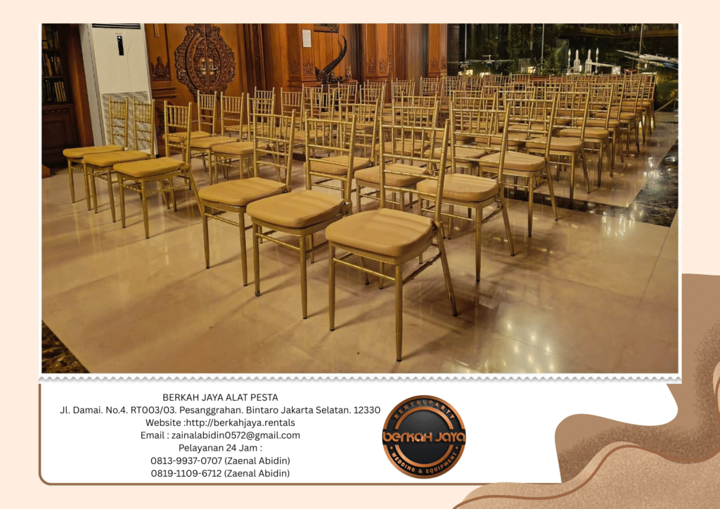 Jasa Rental Kursi VIP Type Tiffany Kayu Warna Gold Silver Jakarta Selatan