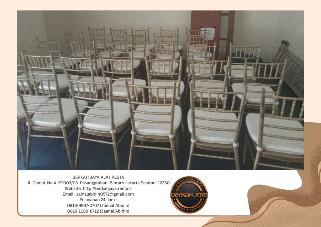 Jasa Rental Kursi VIP Type Tiffany Kayu Warna Gold Silver Jakarta Selatan
