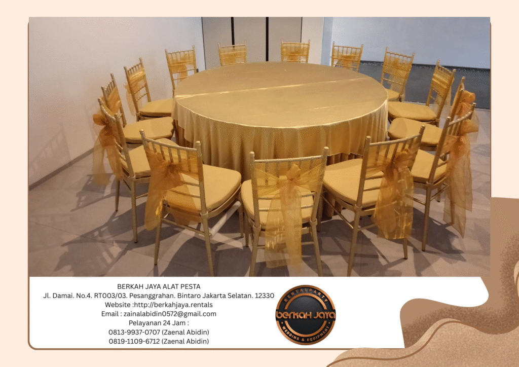 Jasa Rental Kursi VIP Type Tiffany Kayu Warna Gold Silver Jakarta Selatan