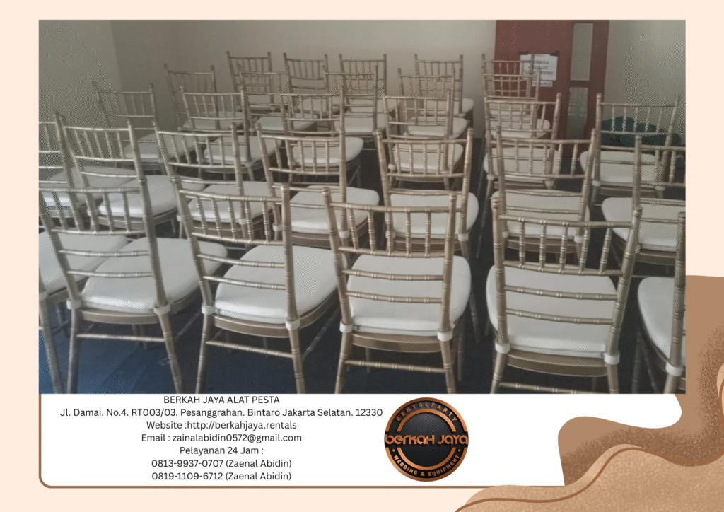 Jasa Rental Kursi VIP Type Tiffany Kayu Warna Gold Silver Jakarta Selatan