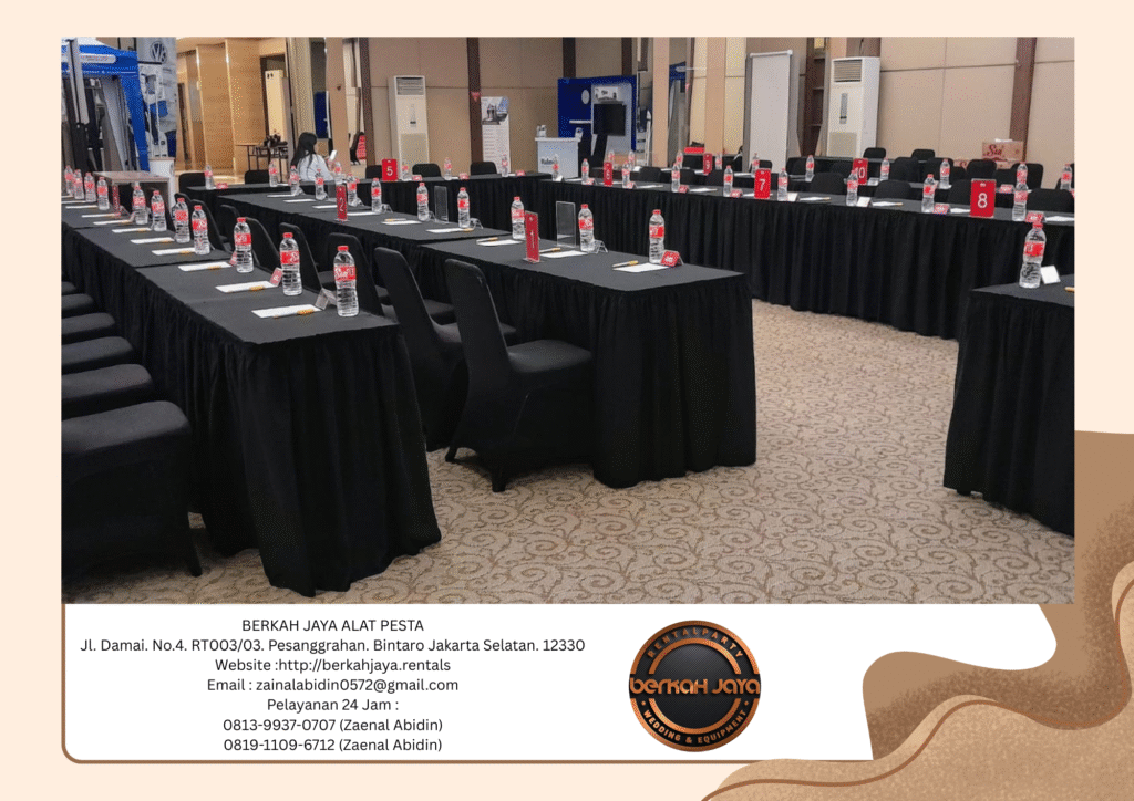 Rental Round Table Dan Meja Kotak Cover Hitam Jakarta