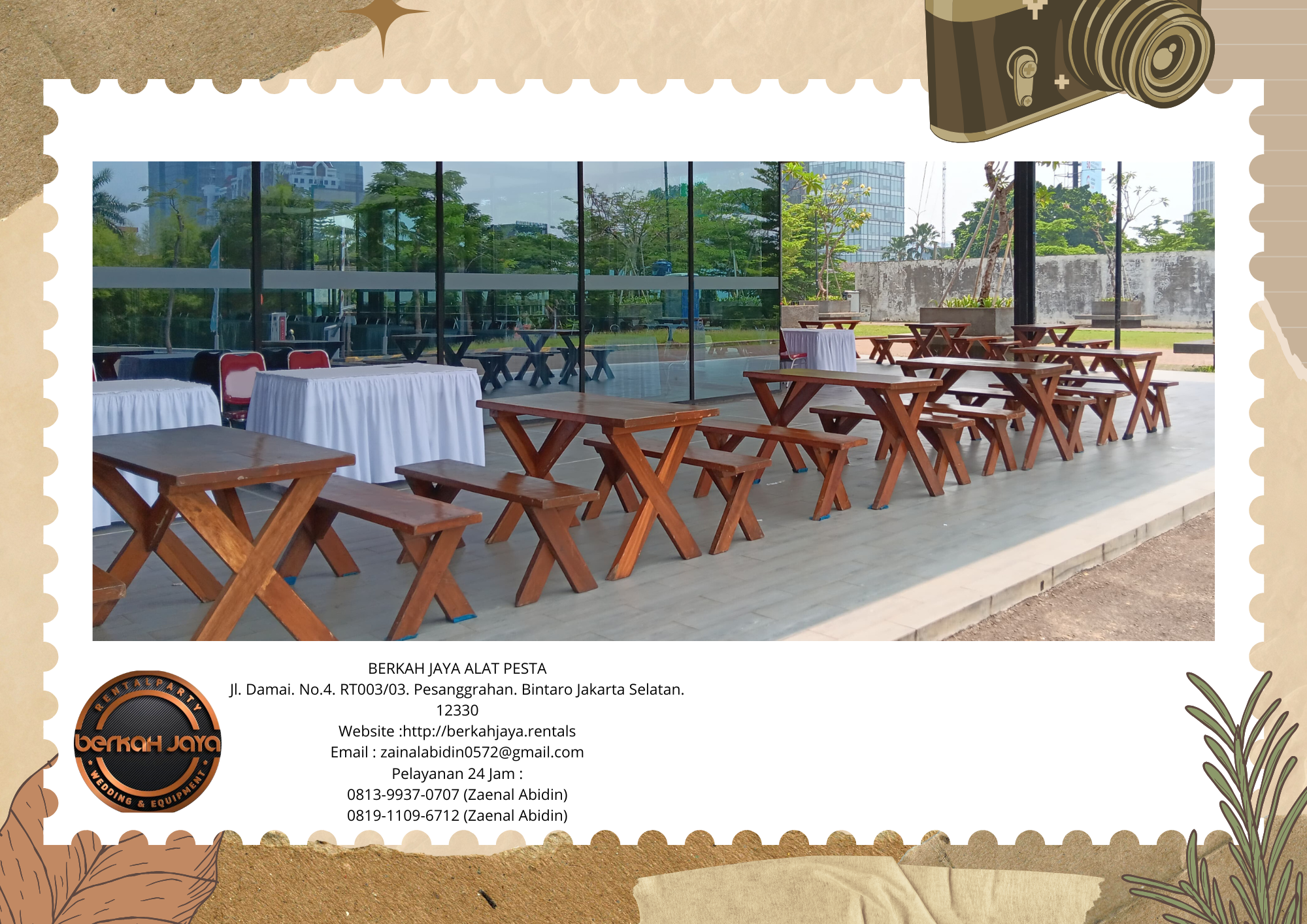 Rental Meja Kursi Taman Kayu Outdoor Jakarta