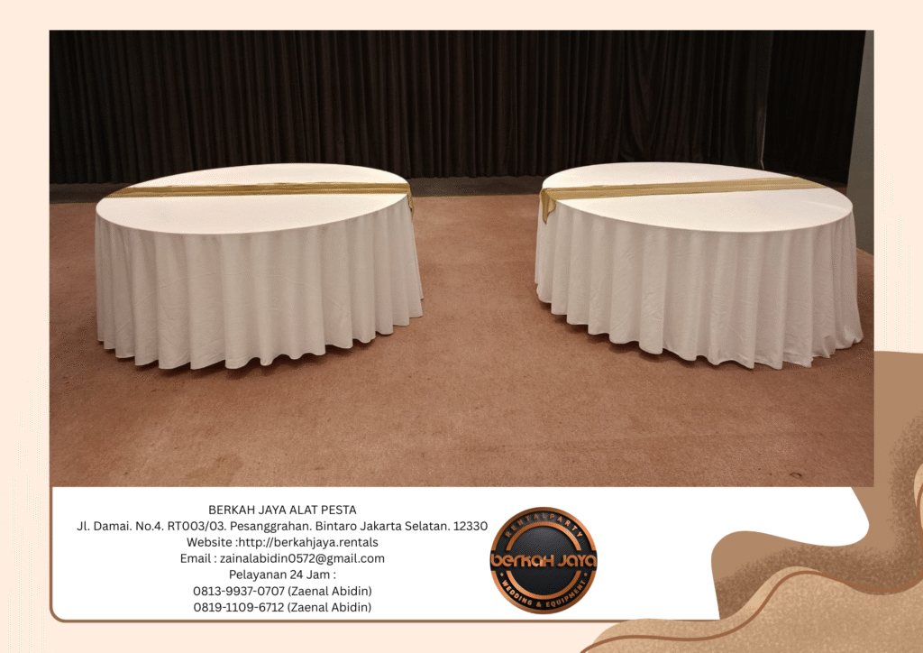 Sewa Meja Bulat Daerah Jakarta Barat Lengkap Acessories