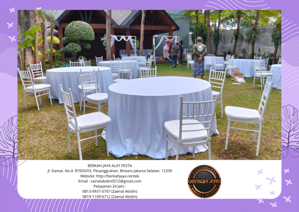 Sewa Round Table Meja Kotak Dan Kursi Tiffany Putih Di Jakarta