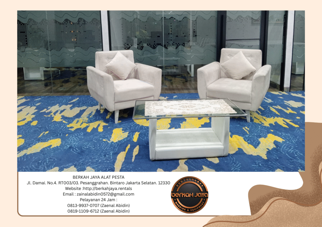 Sewa Sofa Scandinavian Set Meja Kaca VIP Putih Jakarta