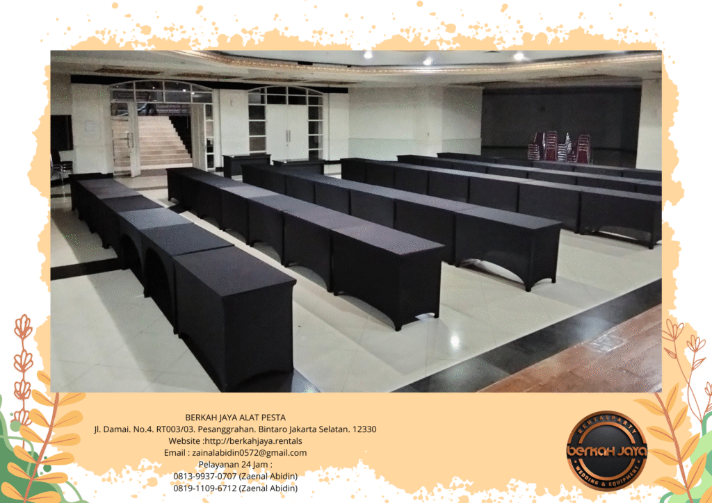 Vendor Sewa Meja Ibm Kotak Dan Bundar Cover Ketat Jakarta Selatan