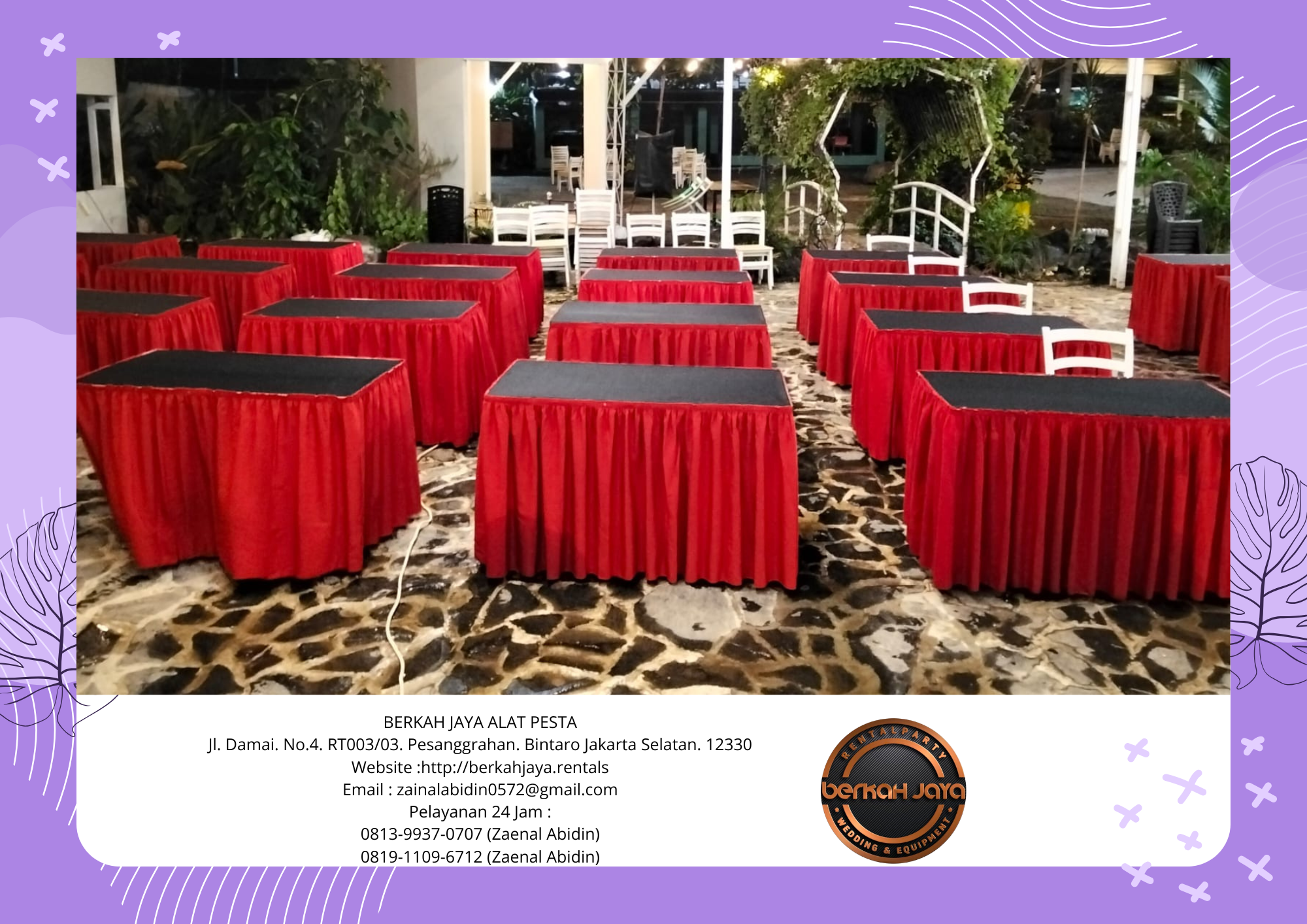 Rental Meja Kotak Cover Hitam Merah Area Jakarta Rental Meja Kotak Cover Hitam Merah Area Jakarta