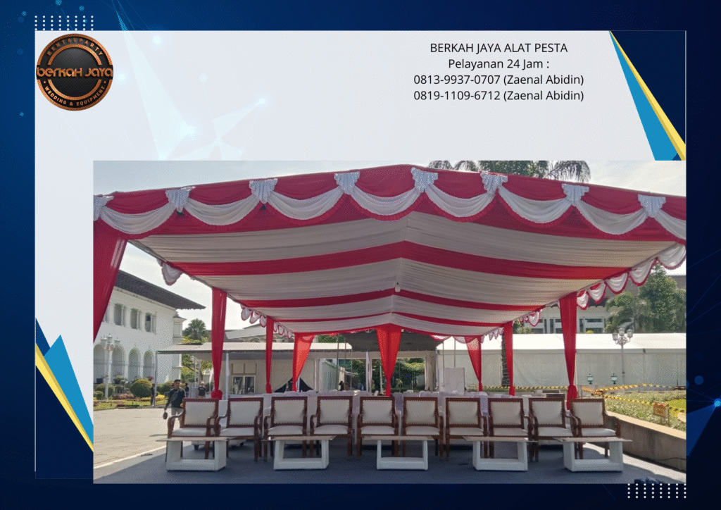 Rental Tenda Poni Merah Plafon Serut Jakarta Selatan