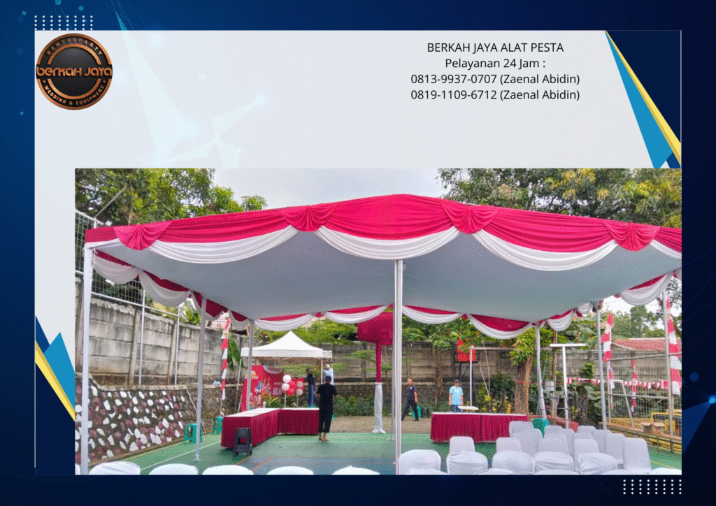 Rental Tenda Poni Merah Plafon Serut Jakarta Selatan