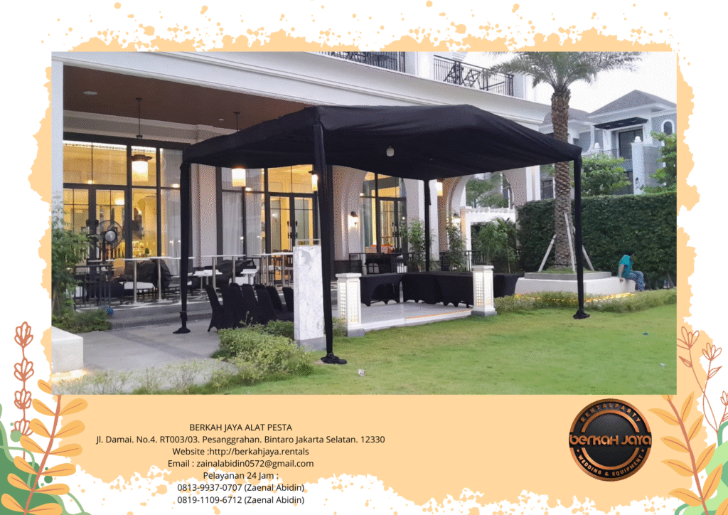 Rental Tenda Serut Hitam Poni Putih Dan Misty Fan Jakarta Selatan